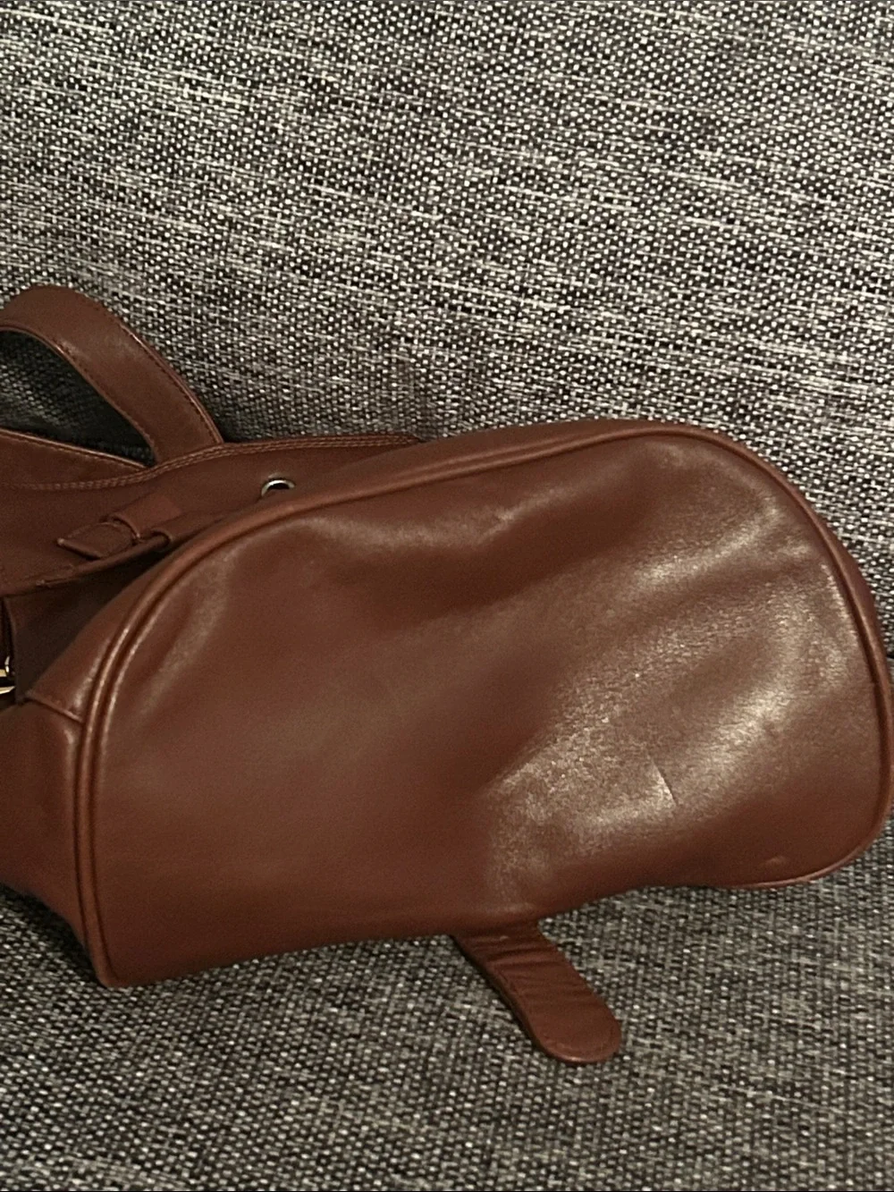 Liz Claiborne Brown Leather Drawstring Bucket Bag